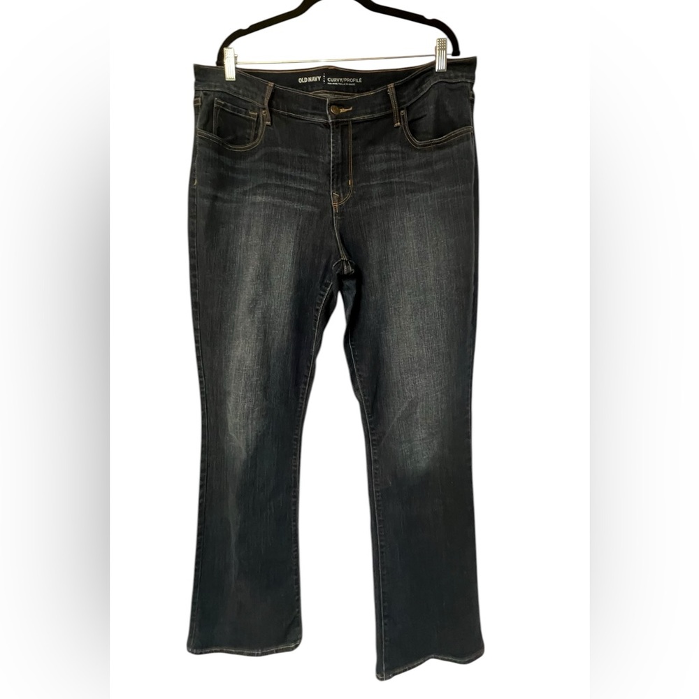 Old Navy Curvy Bootcut Jeans 16 Long Dark Wash Stretch Mid Rise‎ Denim Excellent